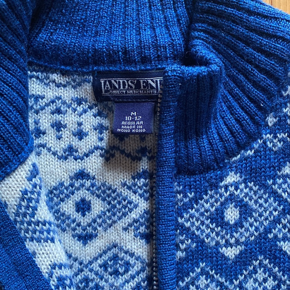 Lands End Norwegian style wool cardigan - Picture 2 of 5
